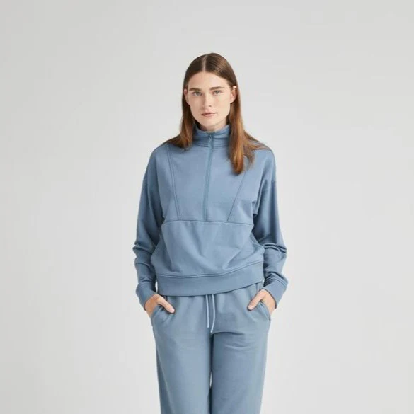 Terry Half Zip Pullover (Blue Mirage)