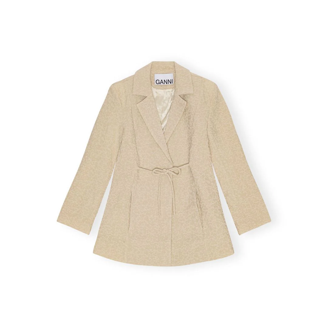 Textured Suiting Tiestring Blazer (Oyster Gray) - Image 2