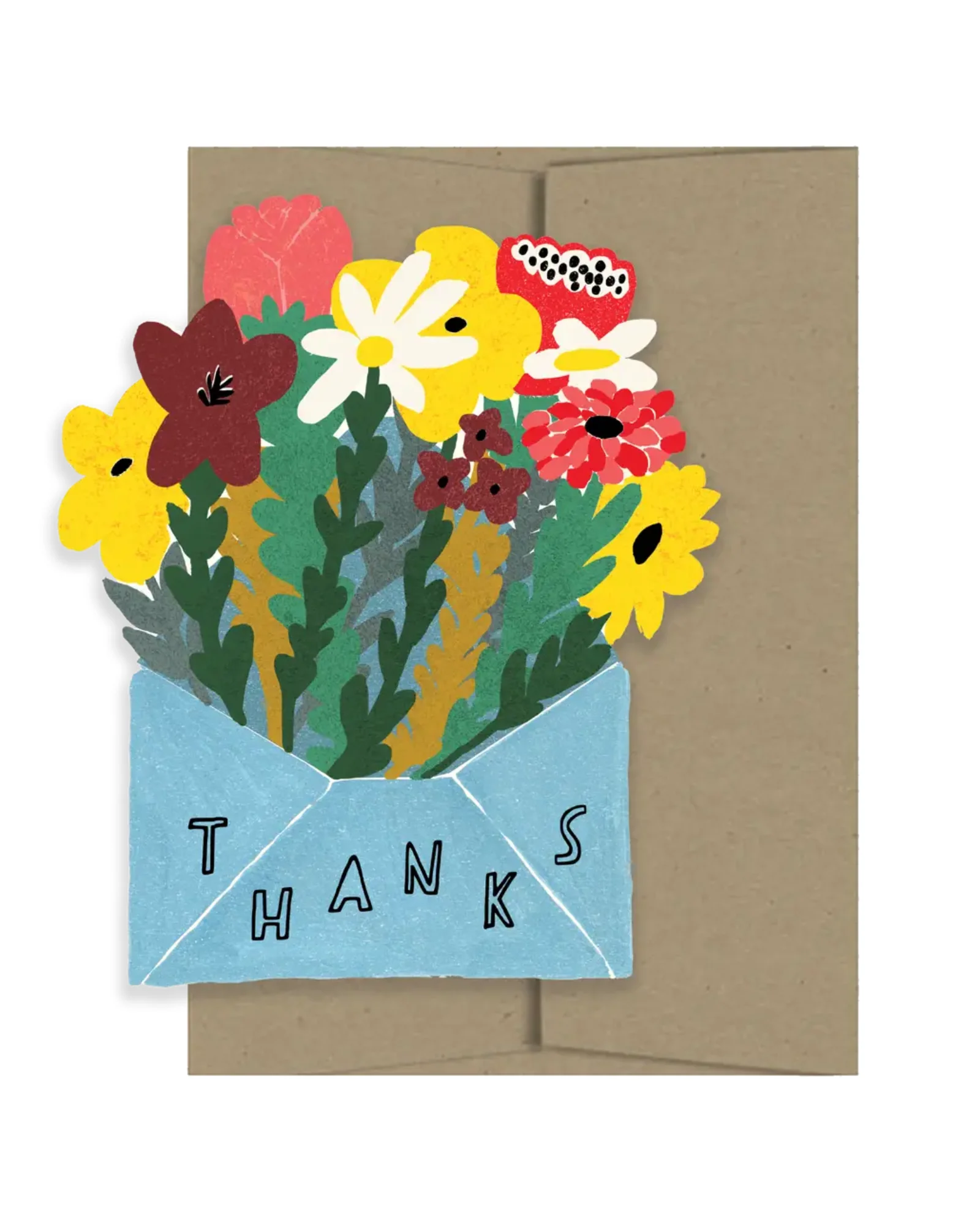 Thank You With Flowers Die Cut Card