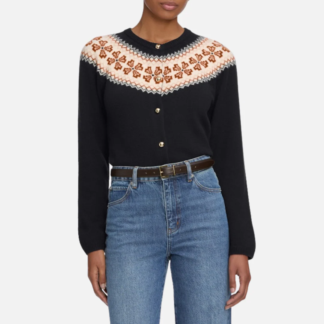 The Cashmere Fairisle Cardi (Navy)