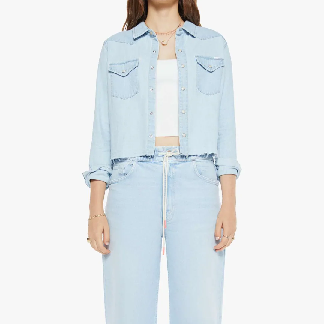 The Super Exes Crop Fray Denim Top (No End In Sight) - Image 5