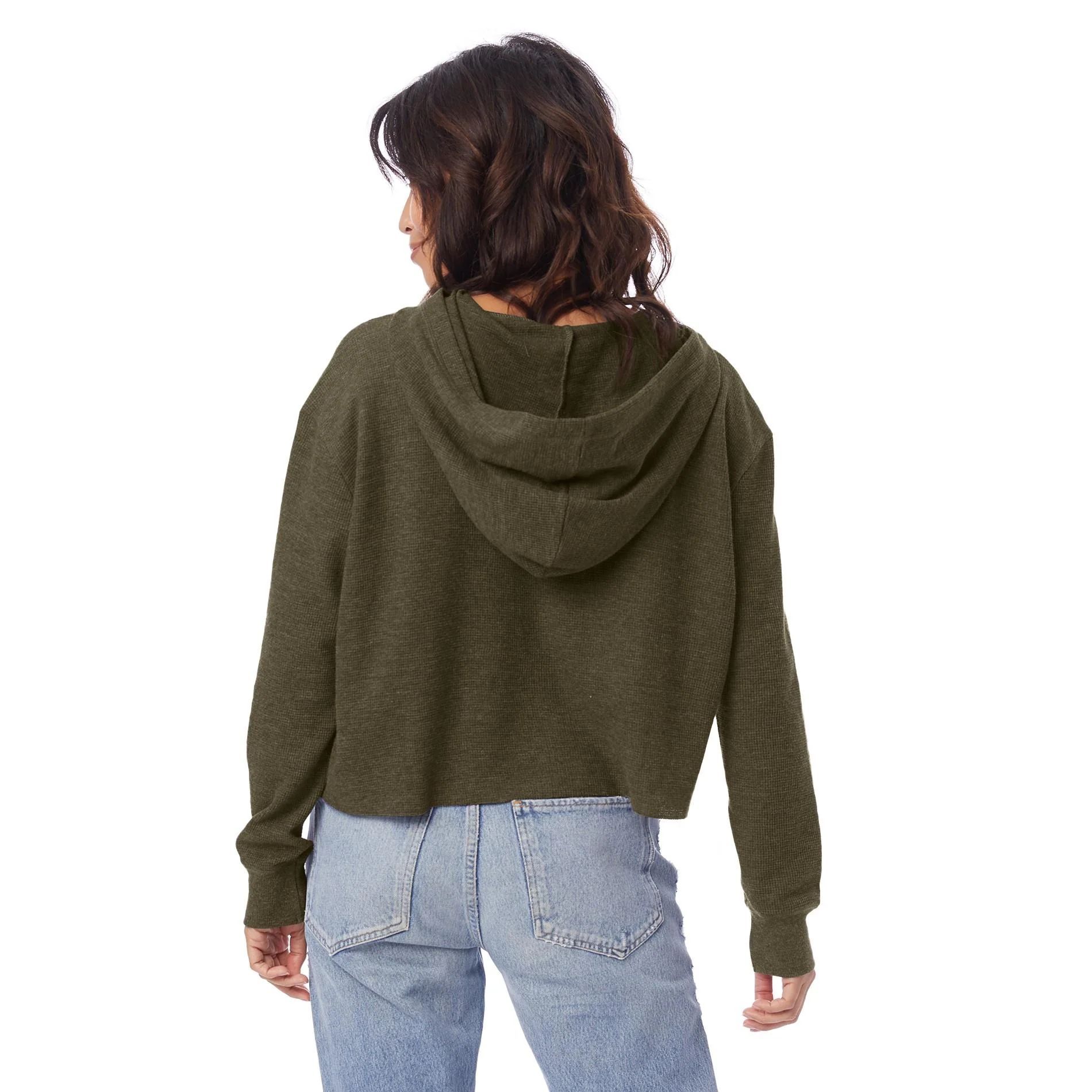 Thermal Relaxed Cropped Hooded Shirt (Vintage Oregano) - Image 3