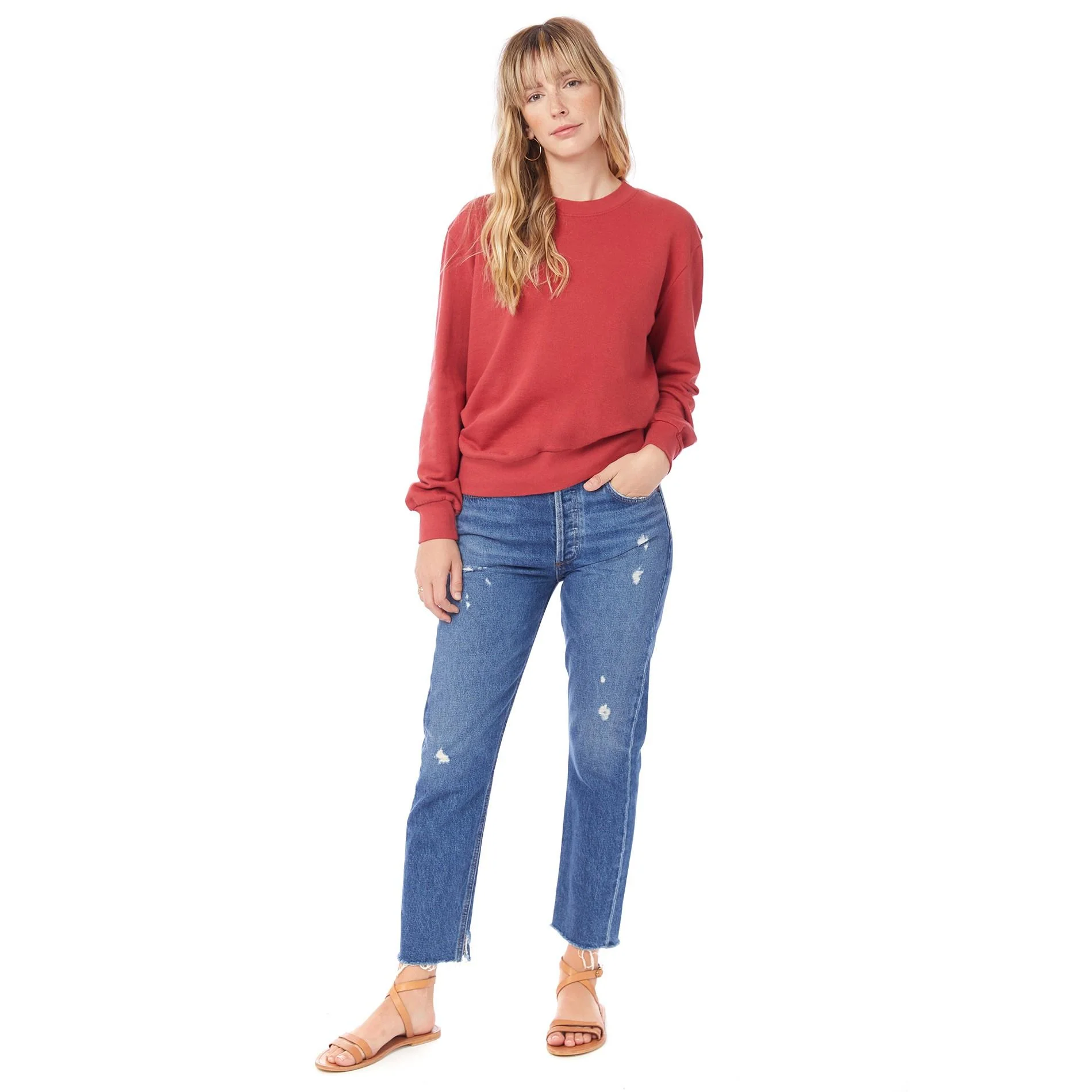 Throwback Washed Terry Sweatshirt (Faded Red) - Image 4