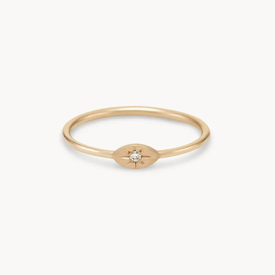 Visionary Evil Eye Diamond Ring (14K Yellow Gold)