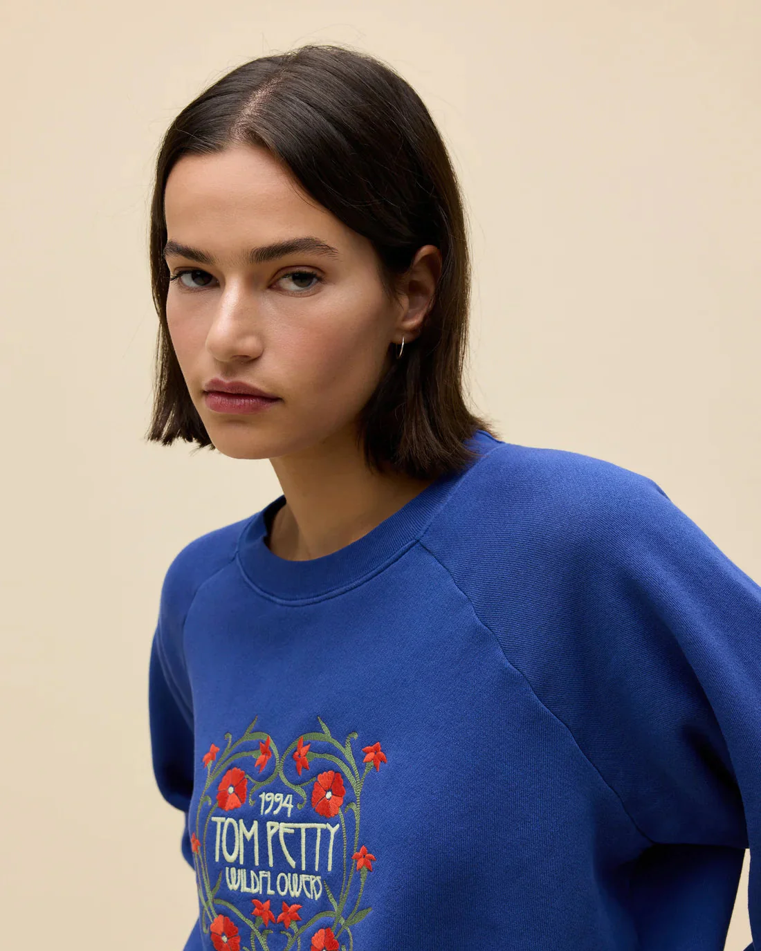Tom Petty Wildflowers Shrunken Raglan Sweatshirt (Blue Quartz) - Image 4