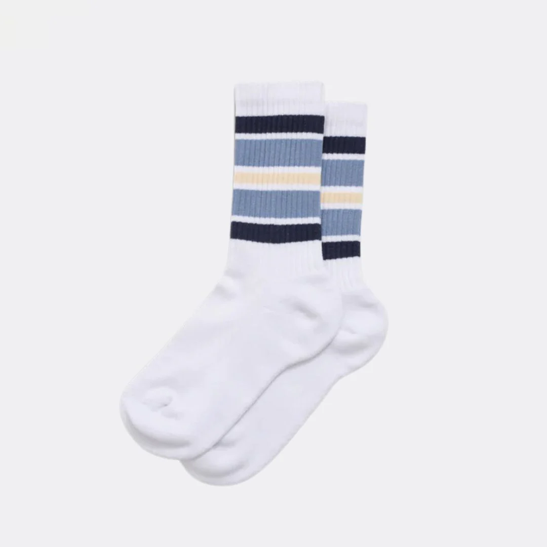 Trek Retro Stripe Sport Socks (White + Multi)
