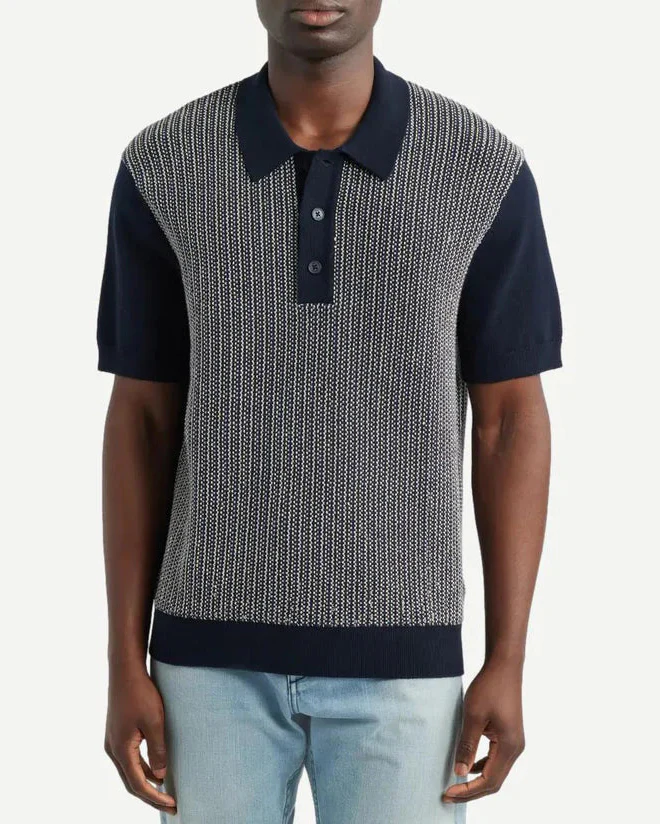 Turin Multi Stripe Polo (Navy) - Image 2