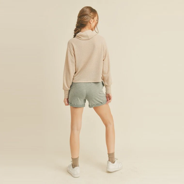 Turtleneck Long Sleeve Top (Oatmeal) - Image 2
