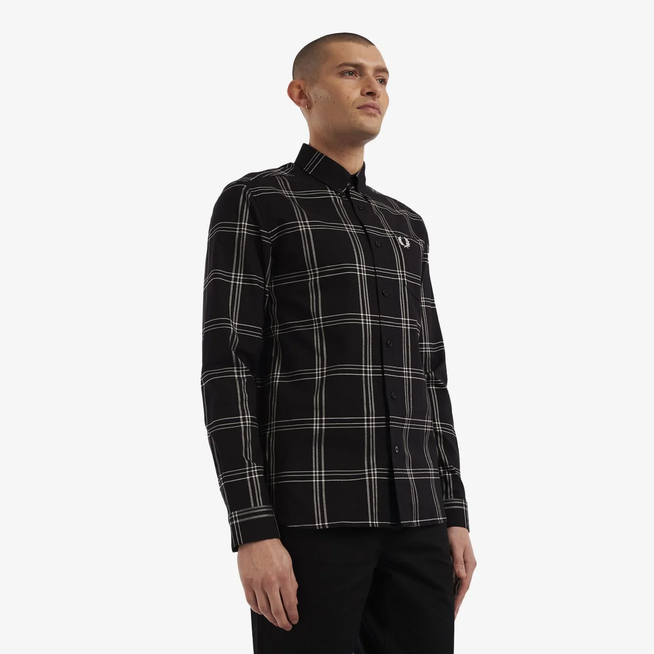 Twill Check Shirt (Black) - Image 2
