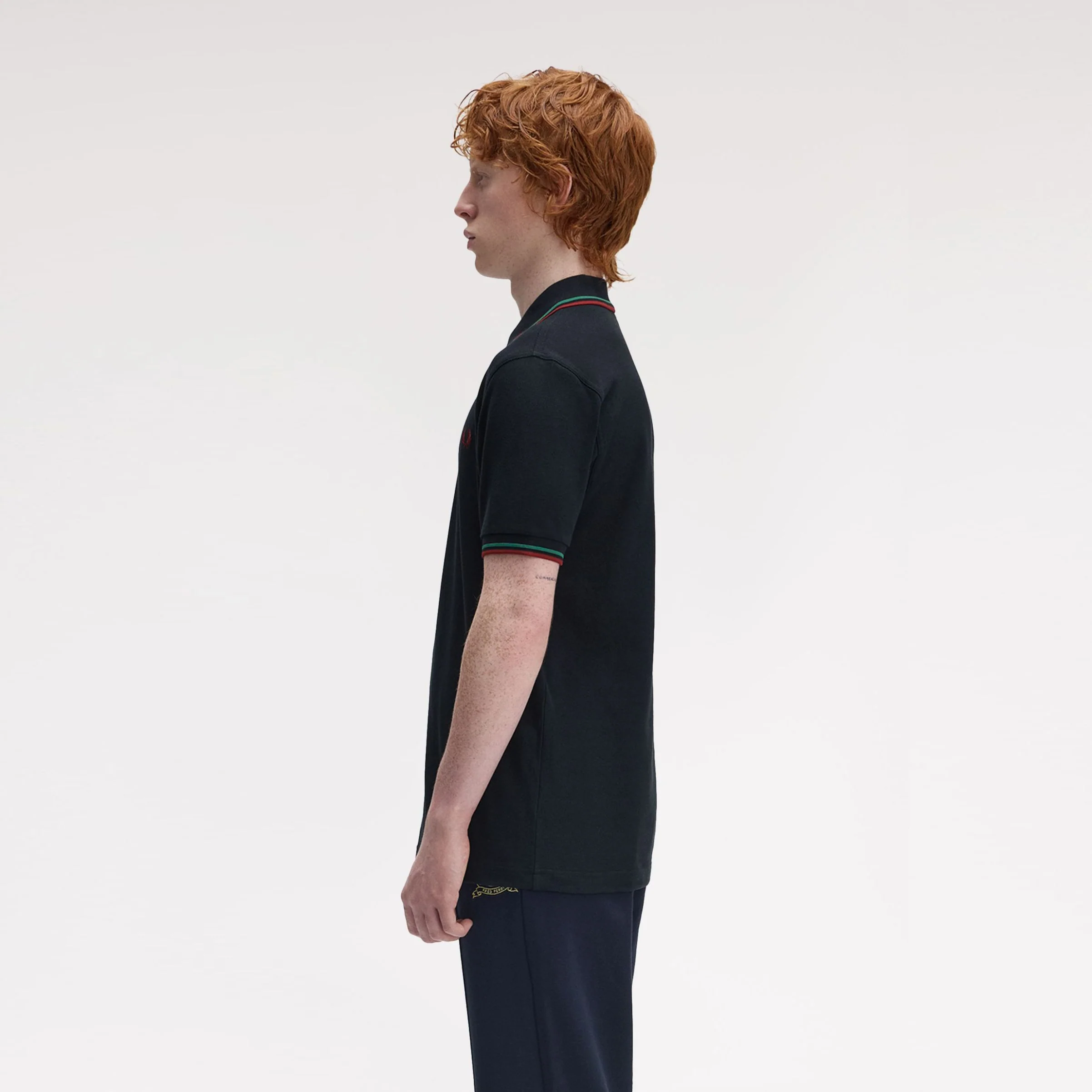Twin Tipped Fred Perry Shirt (Navy + Sport Green + Burnt Red) - Image 2