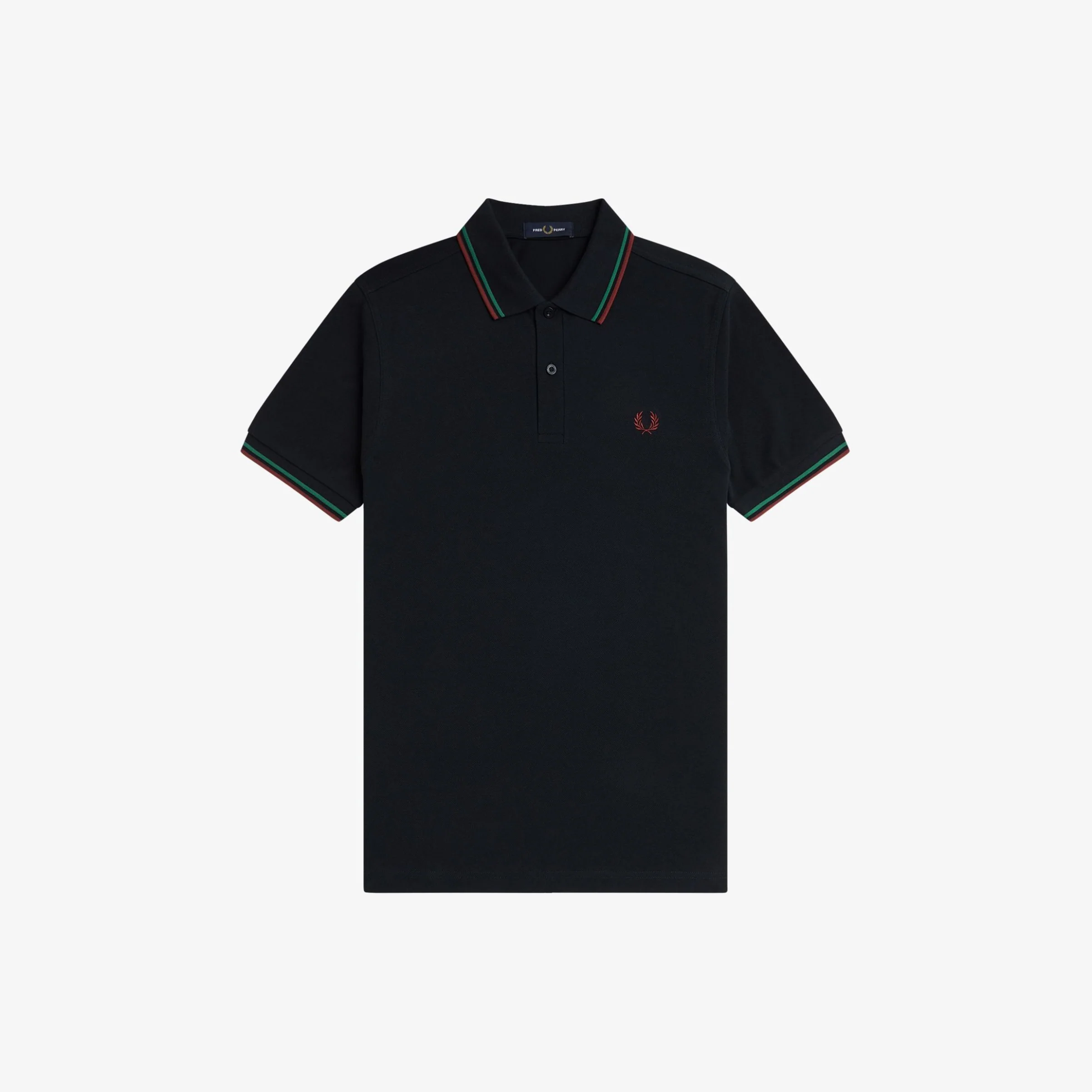 Twin Tipped Fred Perry Shirt (Navy + Sport Green + Burnt Red) - Image 8