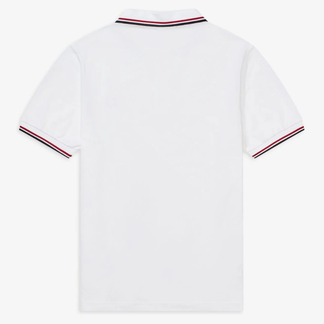 Twin Tipped Fred Perry Shirt (Snow White + Burnt Red + Navy) - Image 3