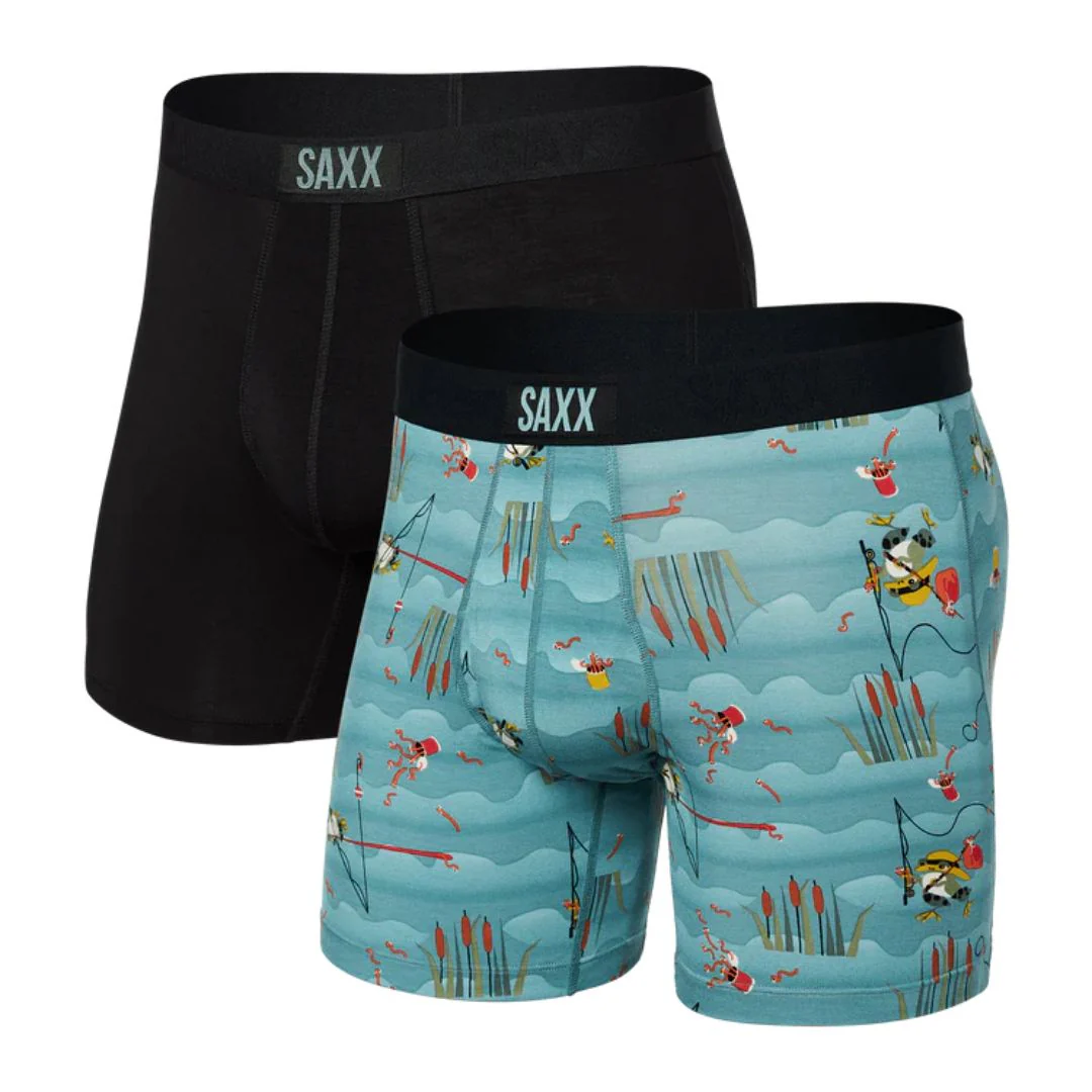 Ultra Super Soft Boxer Brief Fly 2PK (Gone Fishing + Black)