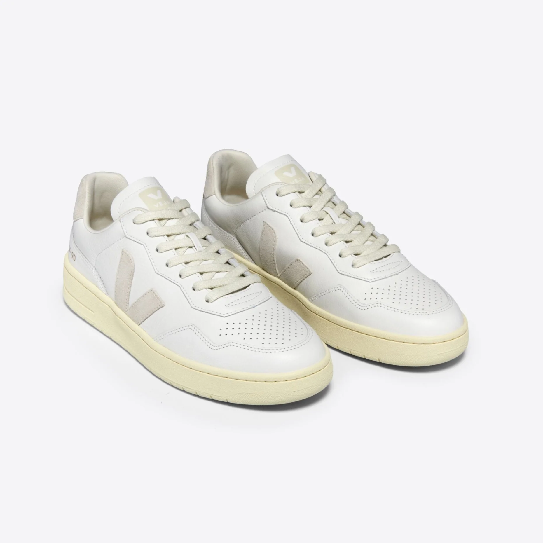 V-90 Leather Sneaker (White + Natural) - Image 2
