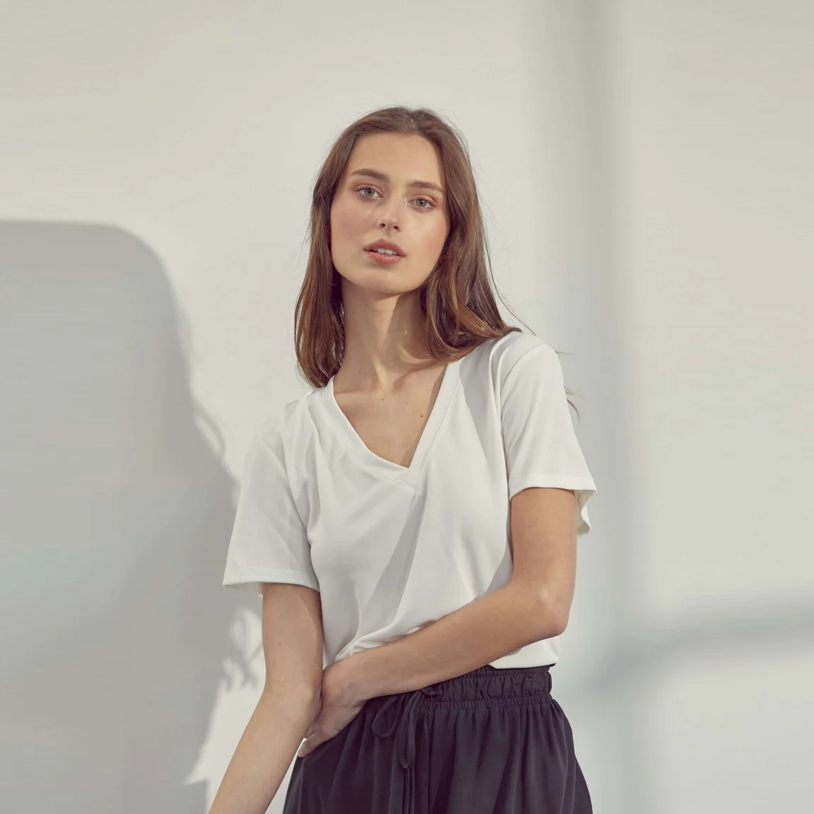 V-Neck Modal Tee (Ivory)