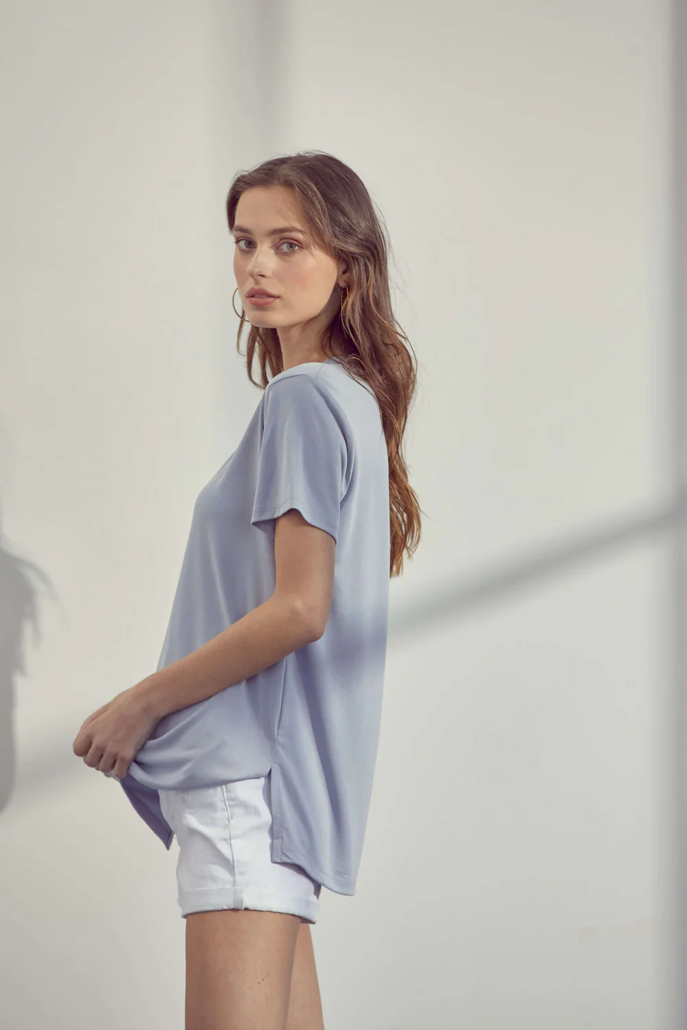 V-Neck Modal Tee (Light Blue) - Image 4