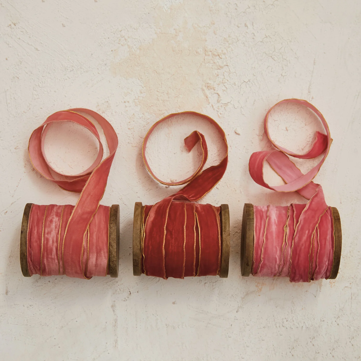 Velvet Ribbon w/ Metallic Edges on Wood Spool (5 yards)