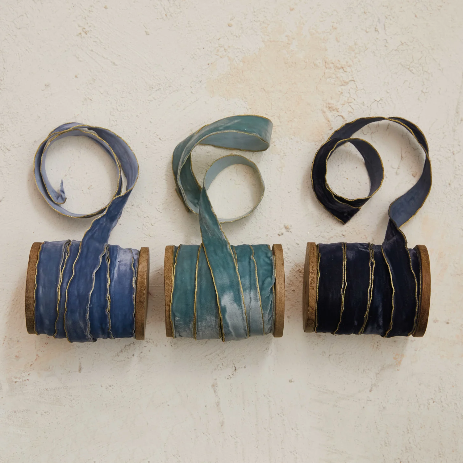 Velvet Ribbon w/ Metallic Edges on Wood Spool (5 yards) - Image 2