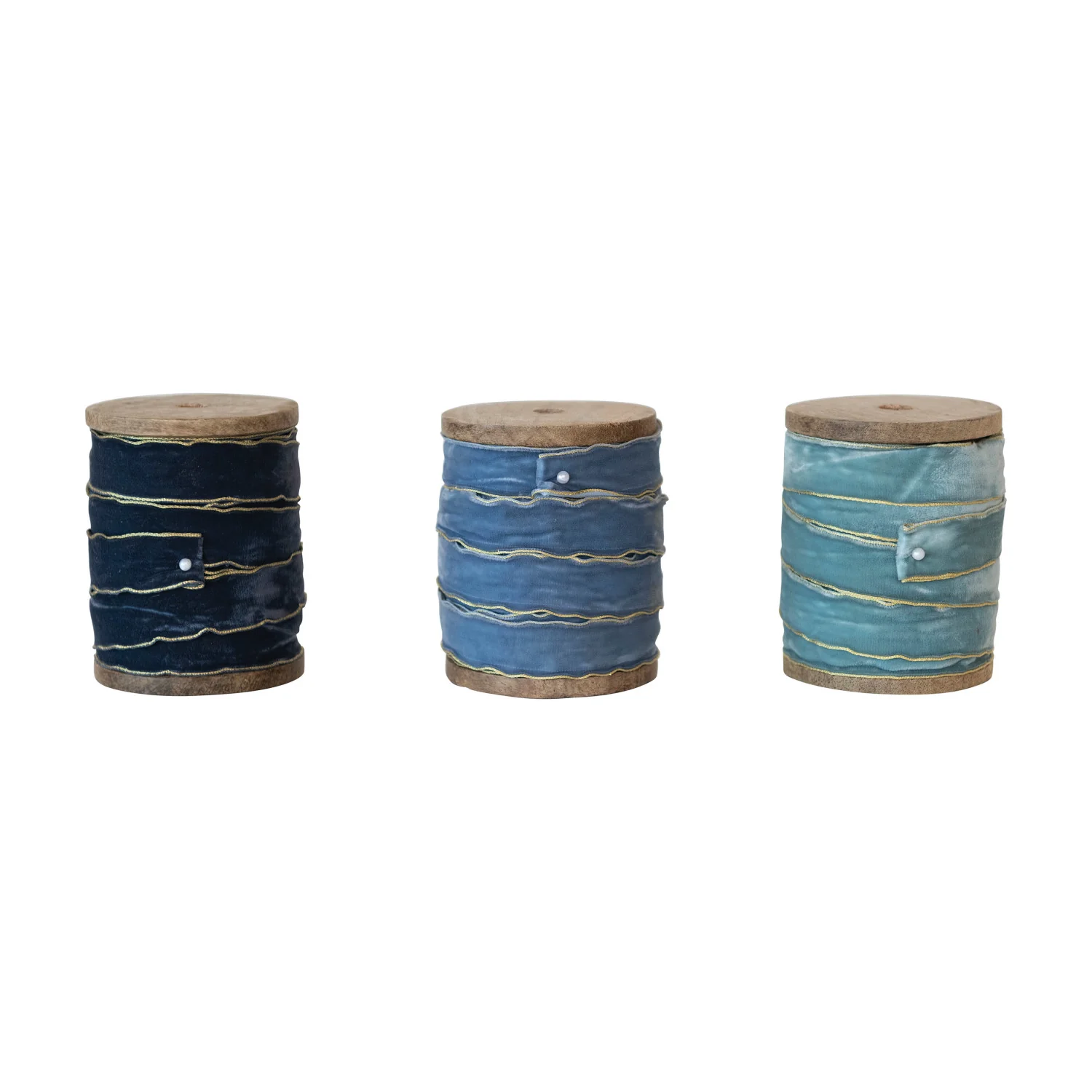 Velvet Ribbon w/ Metallic Edges on Wood Spool (5 yards) - Image 3