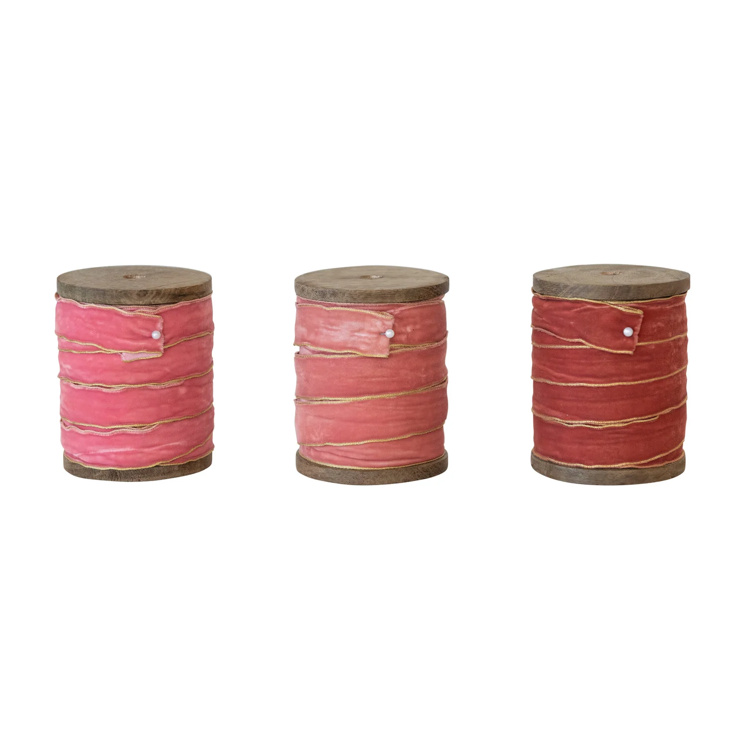 Velvet Ribbon w/ Metallic Edges on Wood Spool (5 yards) - Image 4
