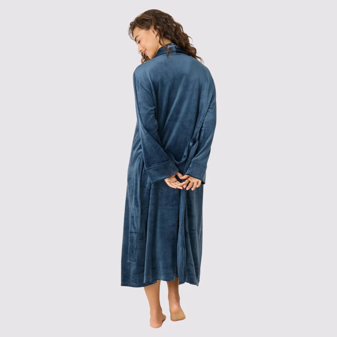 Velvety Velour Robe (Navy) - Image 3