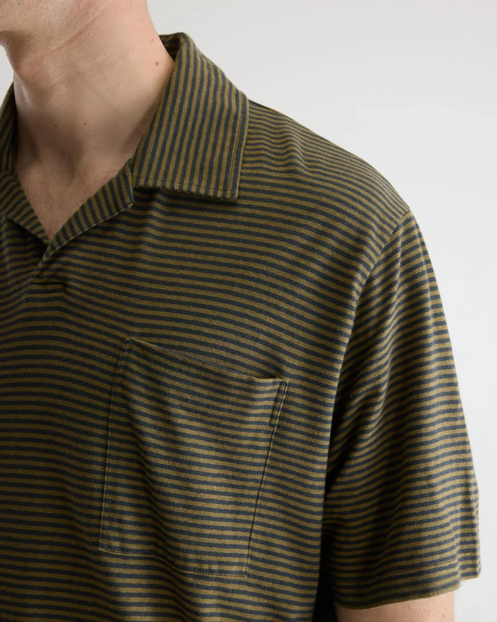 Videop Relaxed Striped Polo (Khaki + Black Stripes) - Image 2
