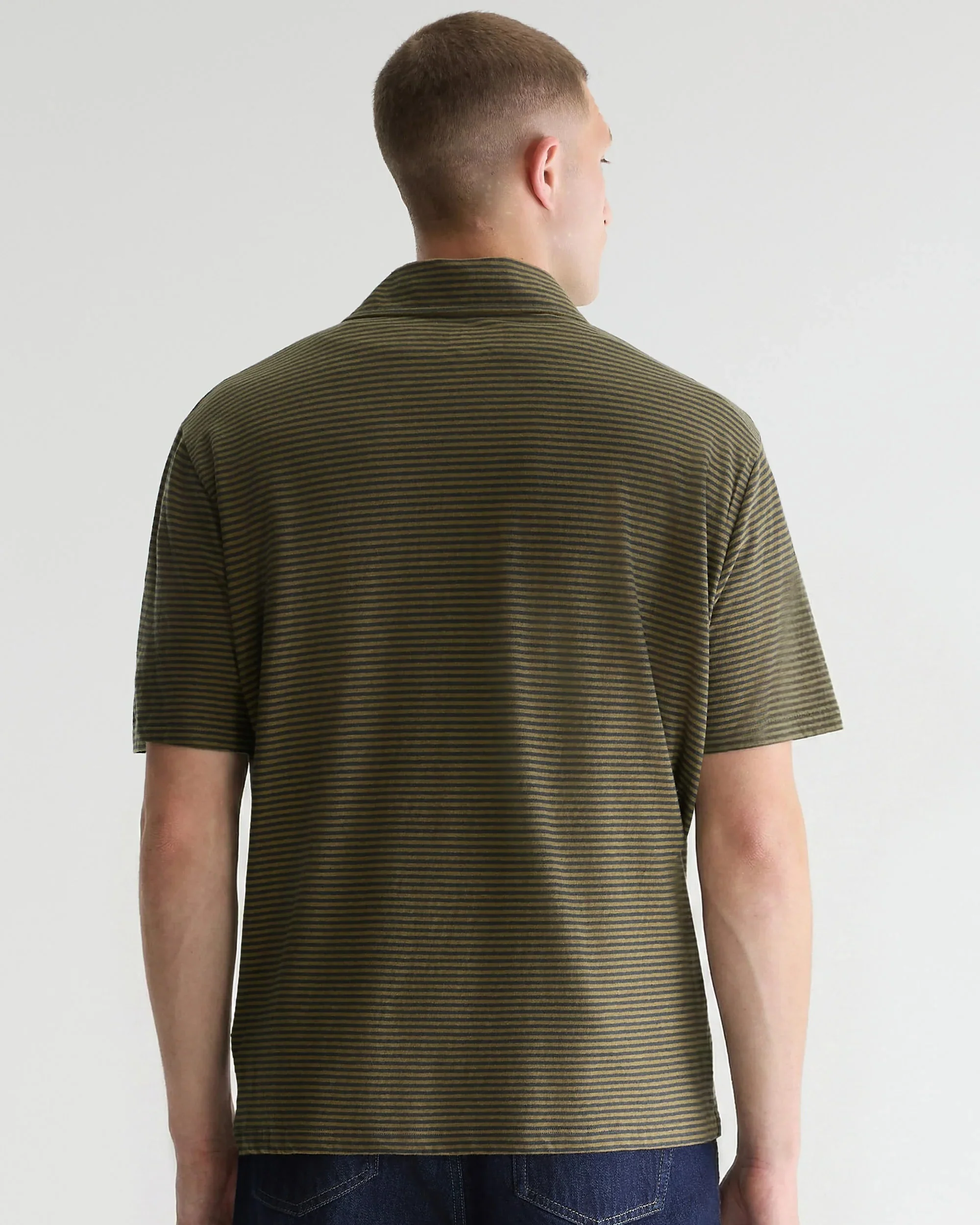 Videop Relaxed Striped Polo (Khaki + Black Stripes) - Image 3