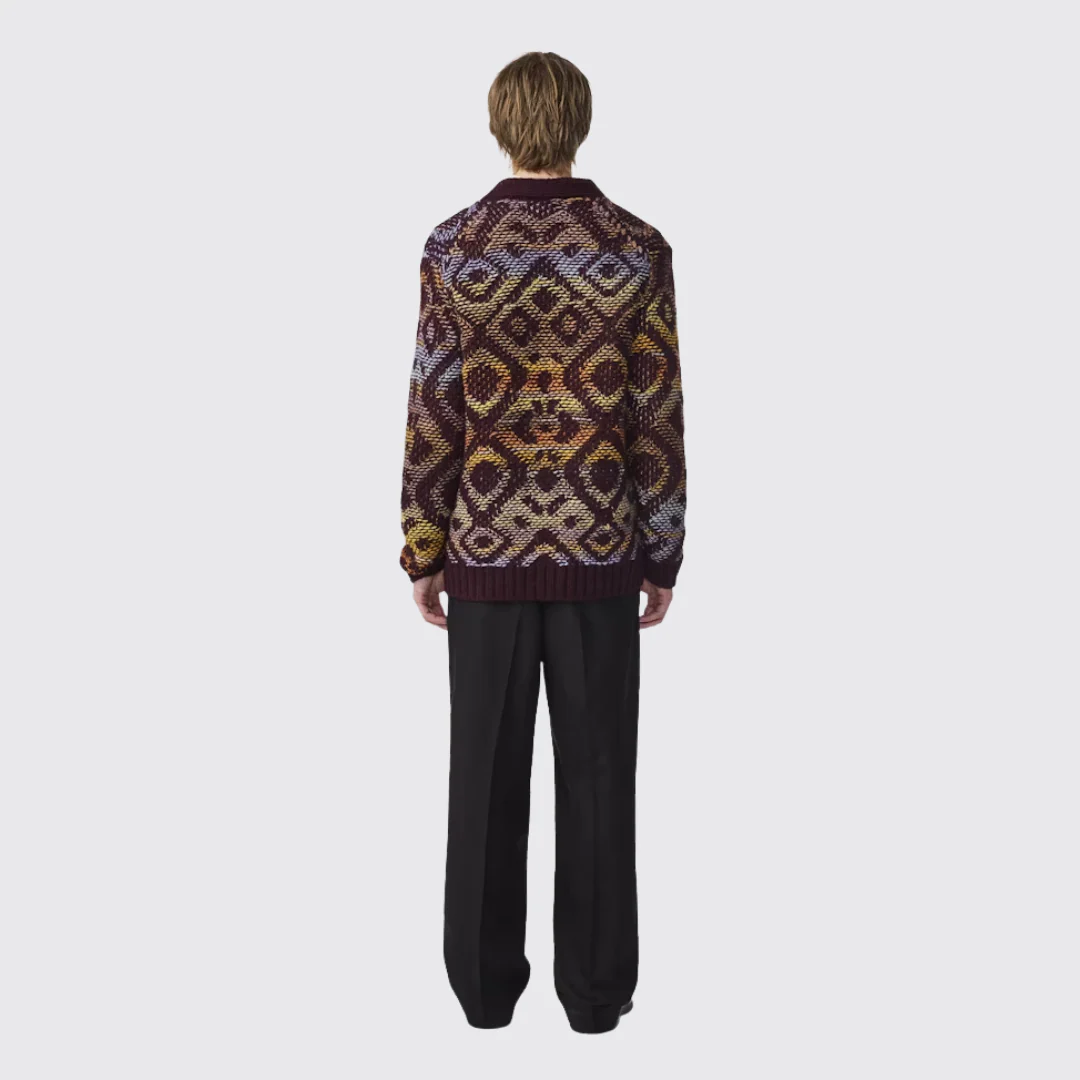 Viggo 60023 Jacquard Cardigan (Wine Red) - Image 2