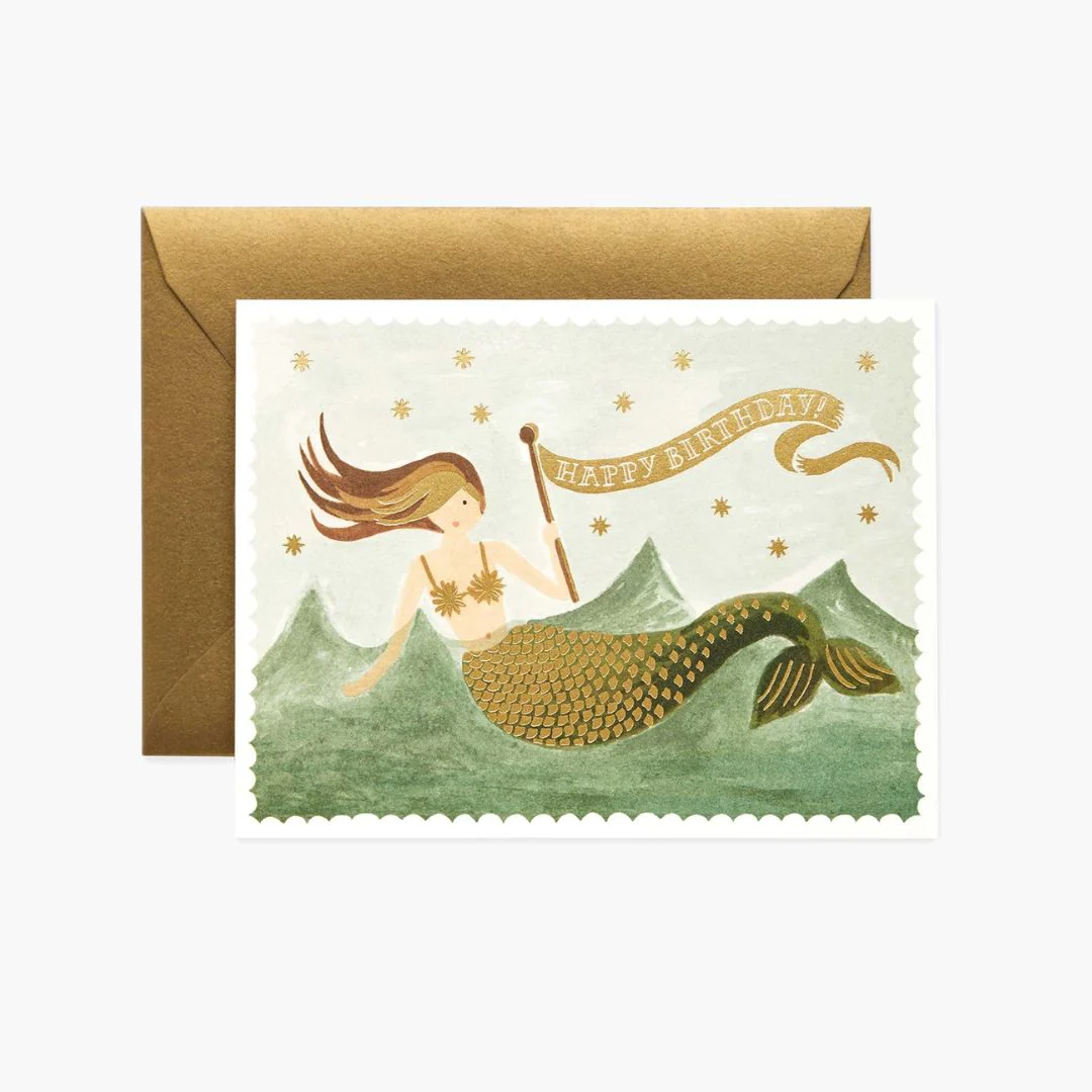 Vintage Mermaid Birthday Card