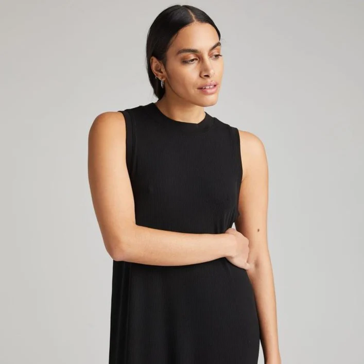 Vintage Rib Column Dress (Black) - Image 2