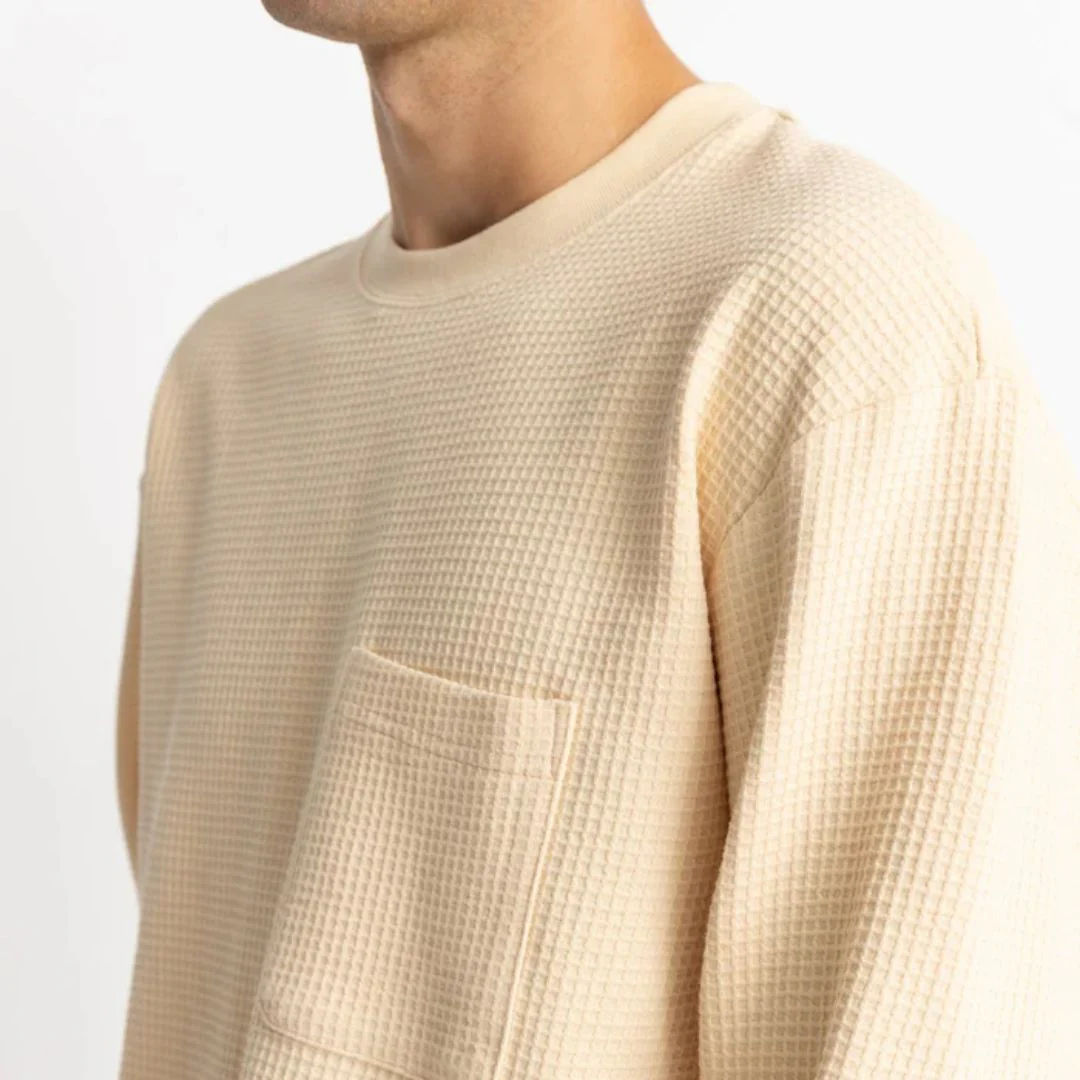 Vintage Waffle Long Sleeve T-Shirt (Natural) - Image 3