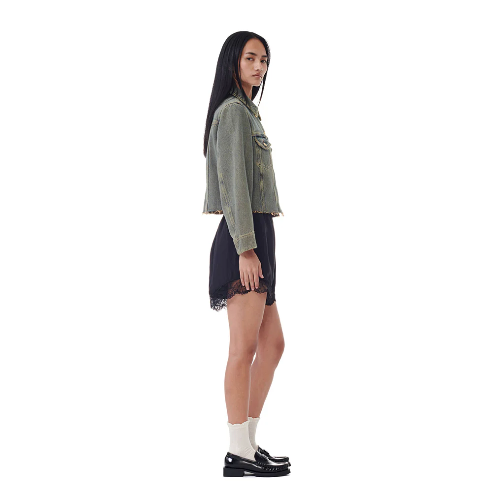 Viscose Habotai Elasticated Shorts (Black) - Image 2