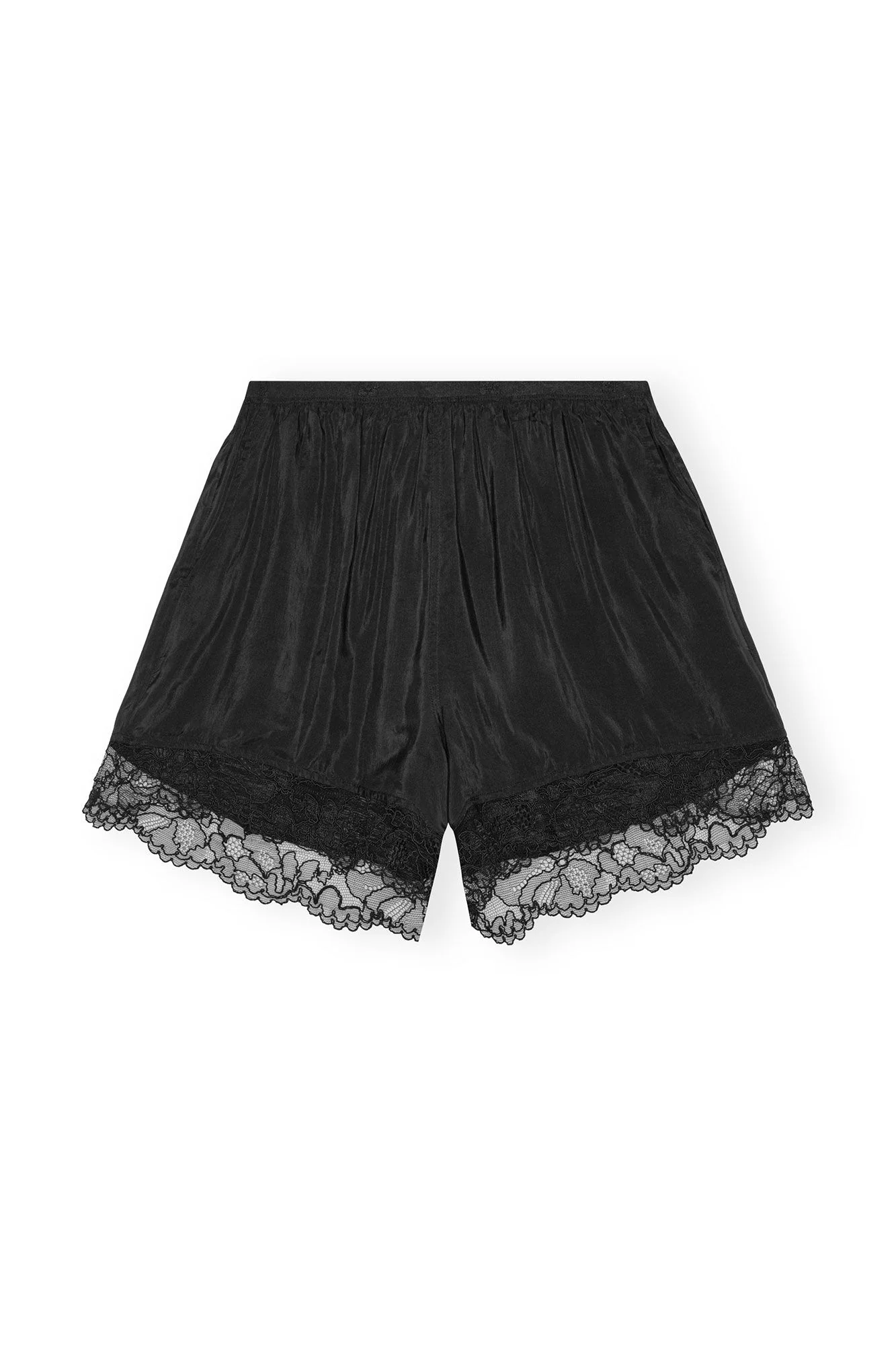 Viscose Habotai Elasticated Shorts (Black) - Image 3