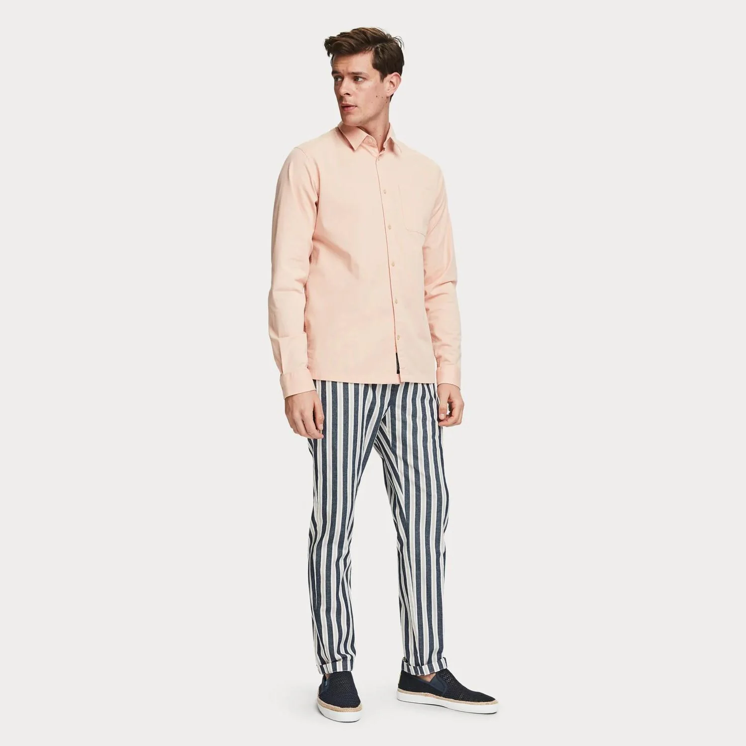 Warren Cotton-Linen Trousers (Navy Stripe) - Image 2