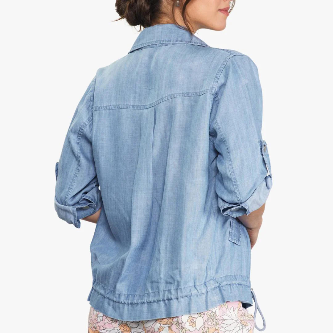 Washed Tencel Utility Jacket (Chambray) - Image 2