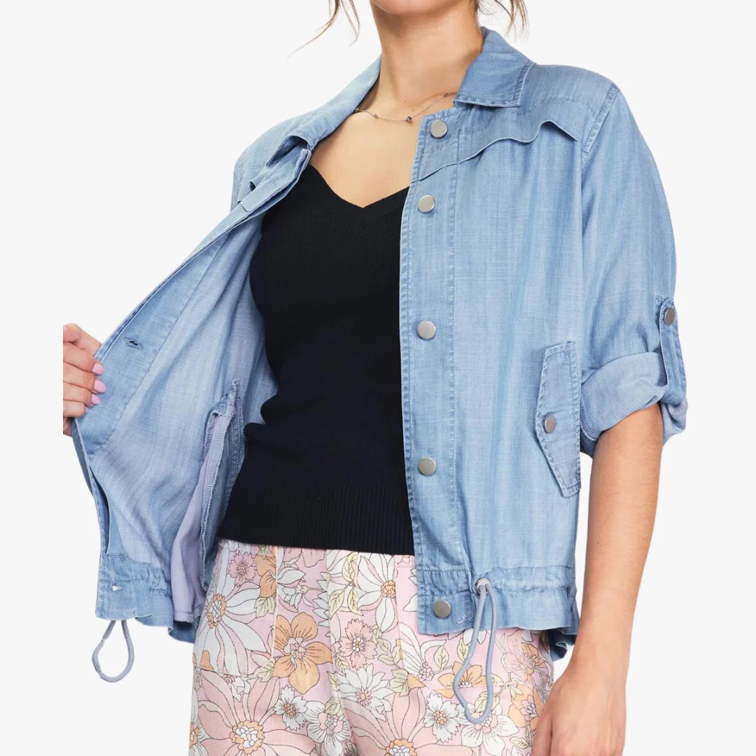 Washed Tencel Utility Jacket (Chambray) - Image 3