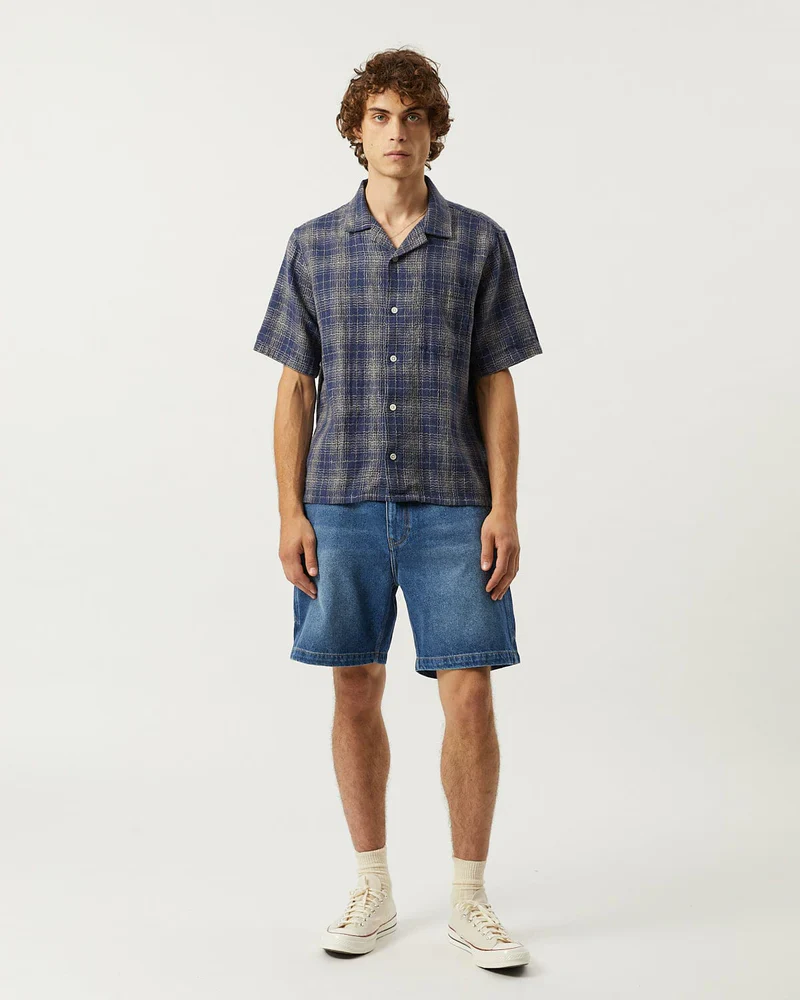 Wavy Linen SS Shirt (Navy) - Image 2