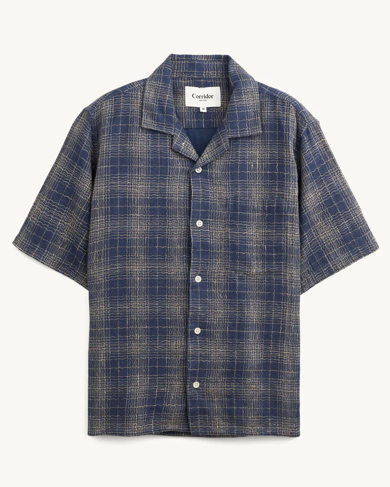 Wavy Linen SS Shirt (Navy) - Image 4
