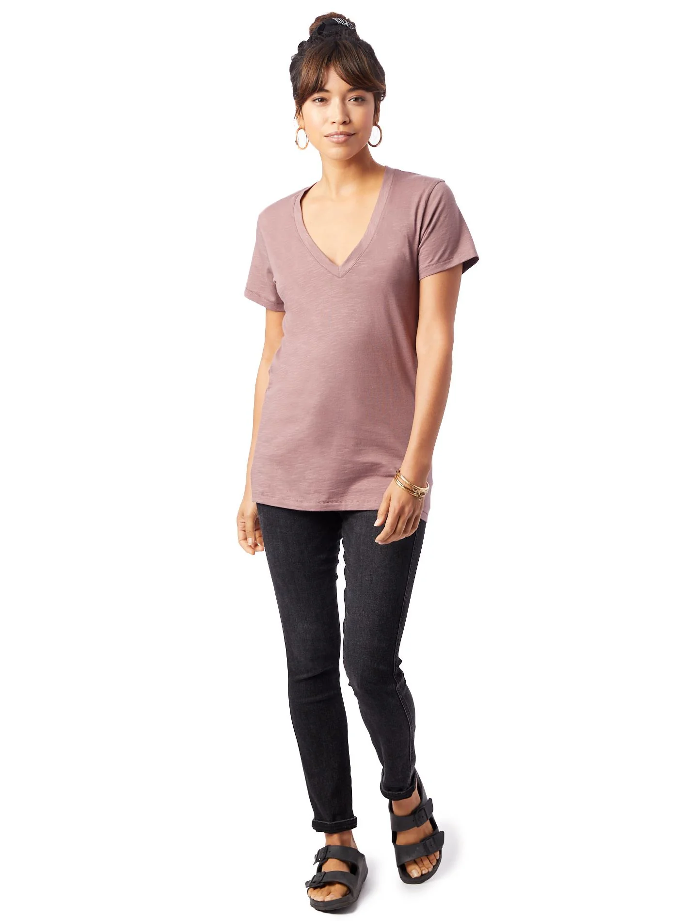 Weathered Slub So Low V-Neck T-Shirt (Vintage Rose) - Image 3