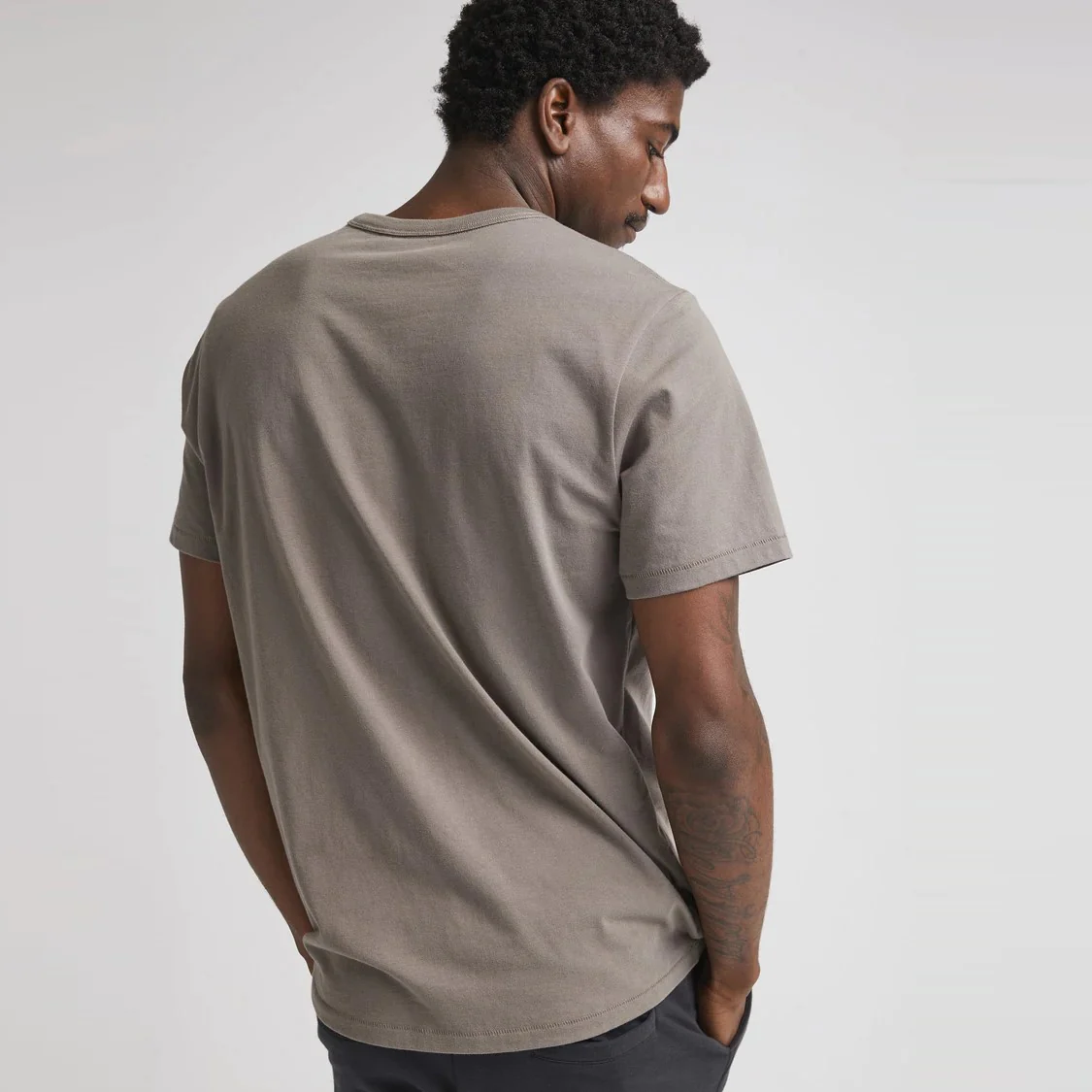 Weighted Organic Cotton V-Neck Tee (Gunmetal) - Image 2