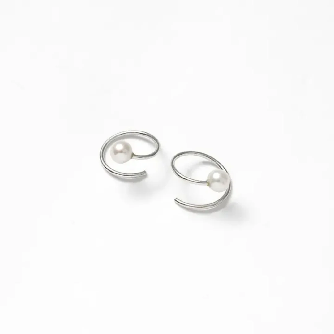 White Pearl Swirl Studs
