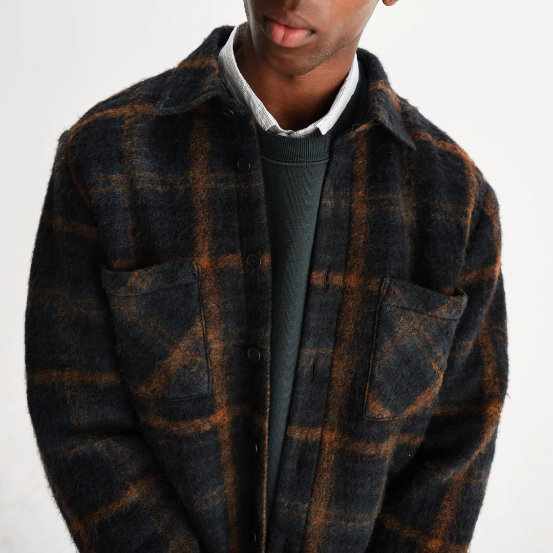 Whiting Overshirt Drawn Check (Teal + Orange) - Image 5
