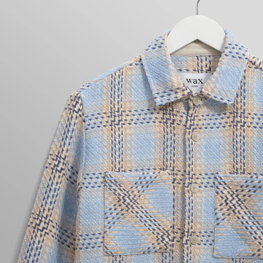 Whiting Overshirt Earl Check (Pale Blue + Ecru) - Image 3