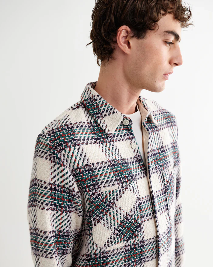 Whiting Overshirt Hutton Check (Ecru + Green)