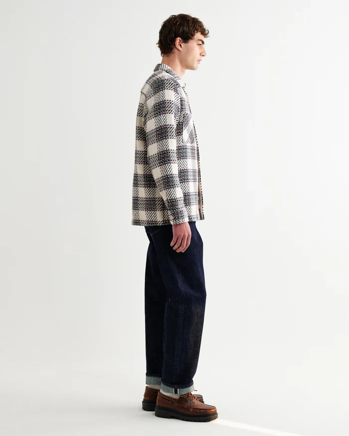 Whiting Overshirt Hutton Check (Ecru + Green) - Image 3
