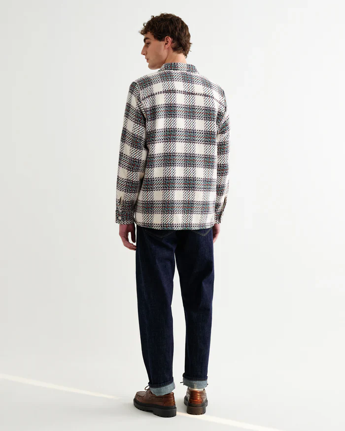 Whiting Overshirt Hutton Check (Ecru + Green) - Image 4