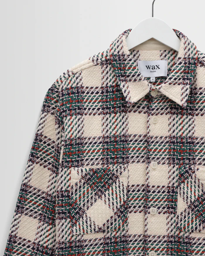 Whiting Overshirt Hutton Check (Ecru + Green) - Image 5