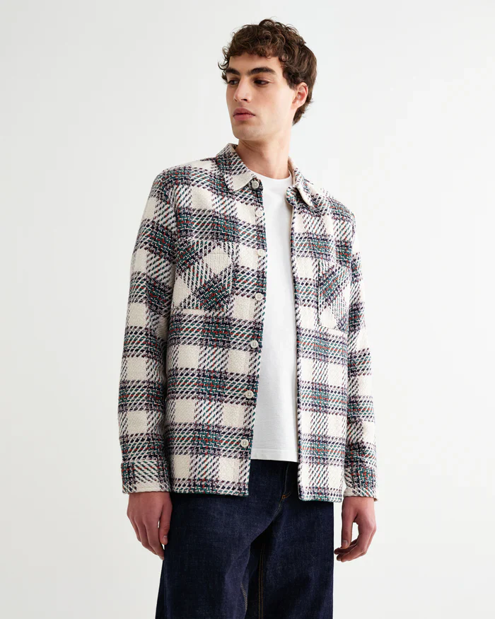 Whiting Overshirt Hutton Check (Ecru + Green) - Image 7