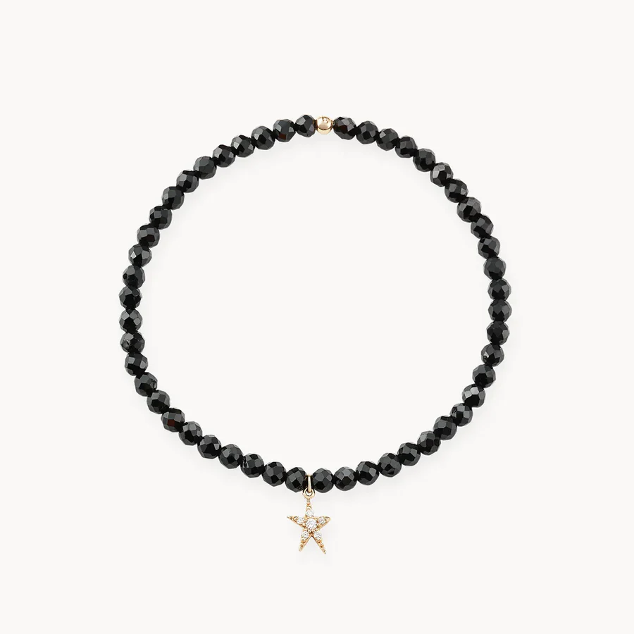 Guidance Bright Star Black Spinel Stretch Bracelet (Gold)