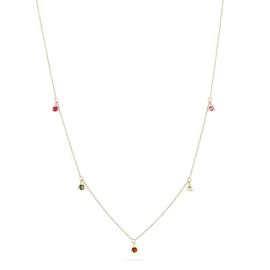 Wildflower Tourmaline Petal Necklace (14K Gold)